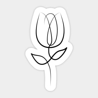 Tulip Flower Minimal art | One Line Drawing | One Line Art Sticker